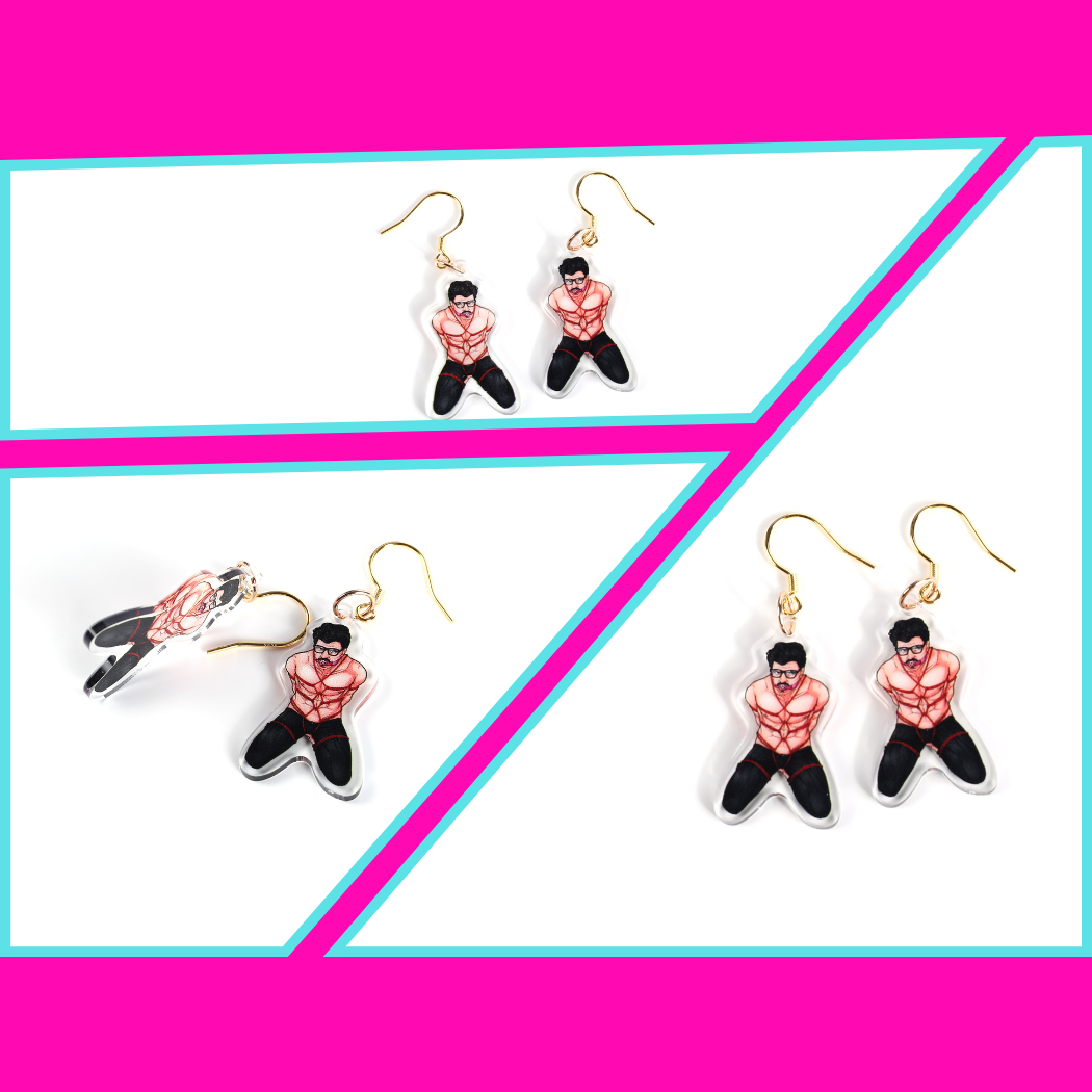 Pedro Pascal Earrings with Silver Ear Hook