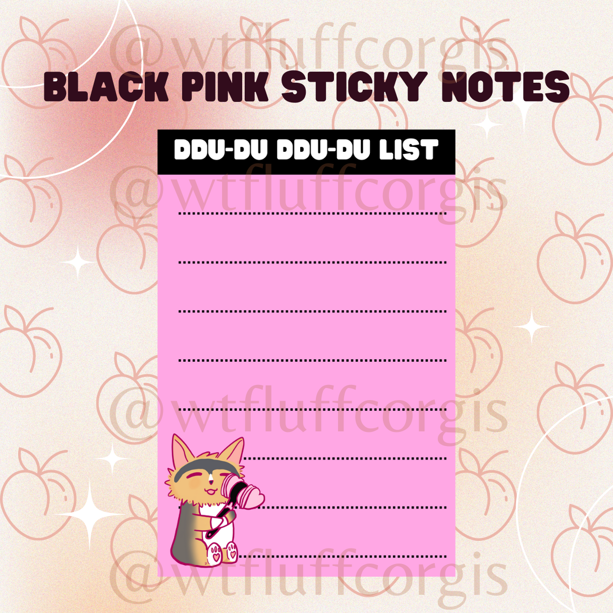 Sticky Rupokblack Black Pink Sticky Notes – WTFCorgis