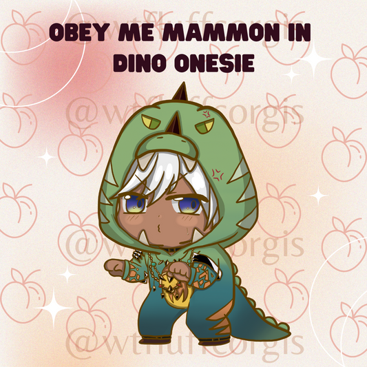 Obey Me Mammon in Dino Onesie