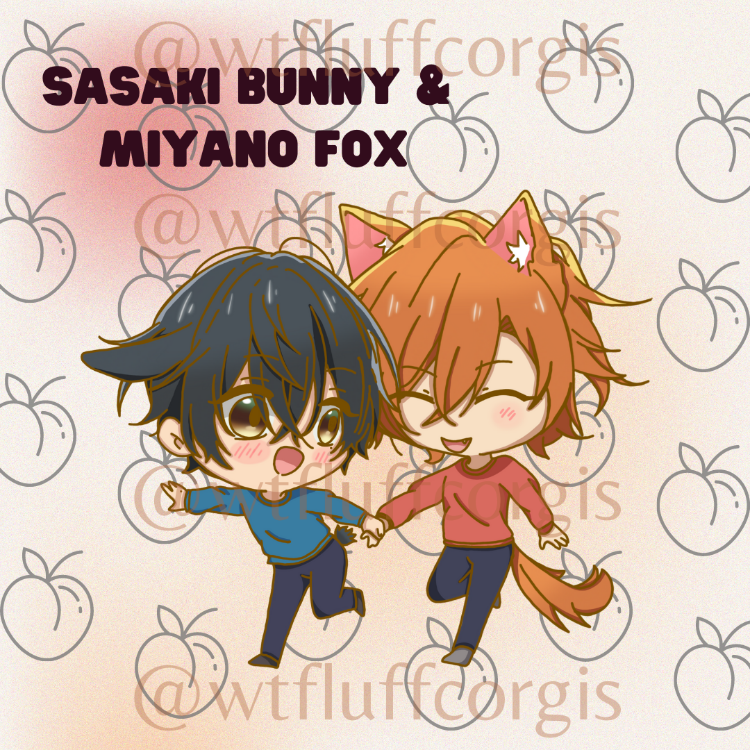 Chibi Sasaki bunny and Miyano fox decal sticker