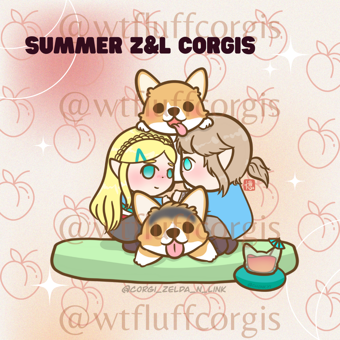 Summer Zelda and Link & Corgis