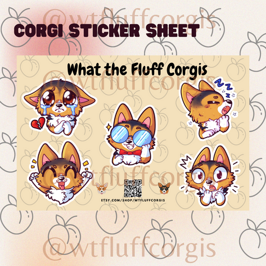 Corgi Emotes Sticker Sheets (Tri Color)