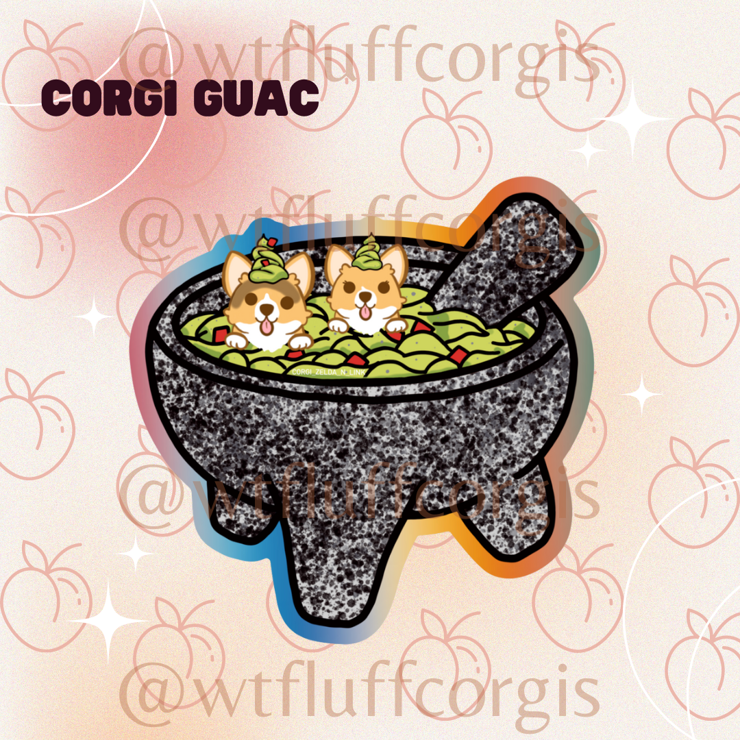 Molcajete Guacamole Corgis (die cut)