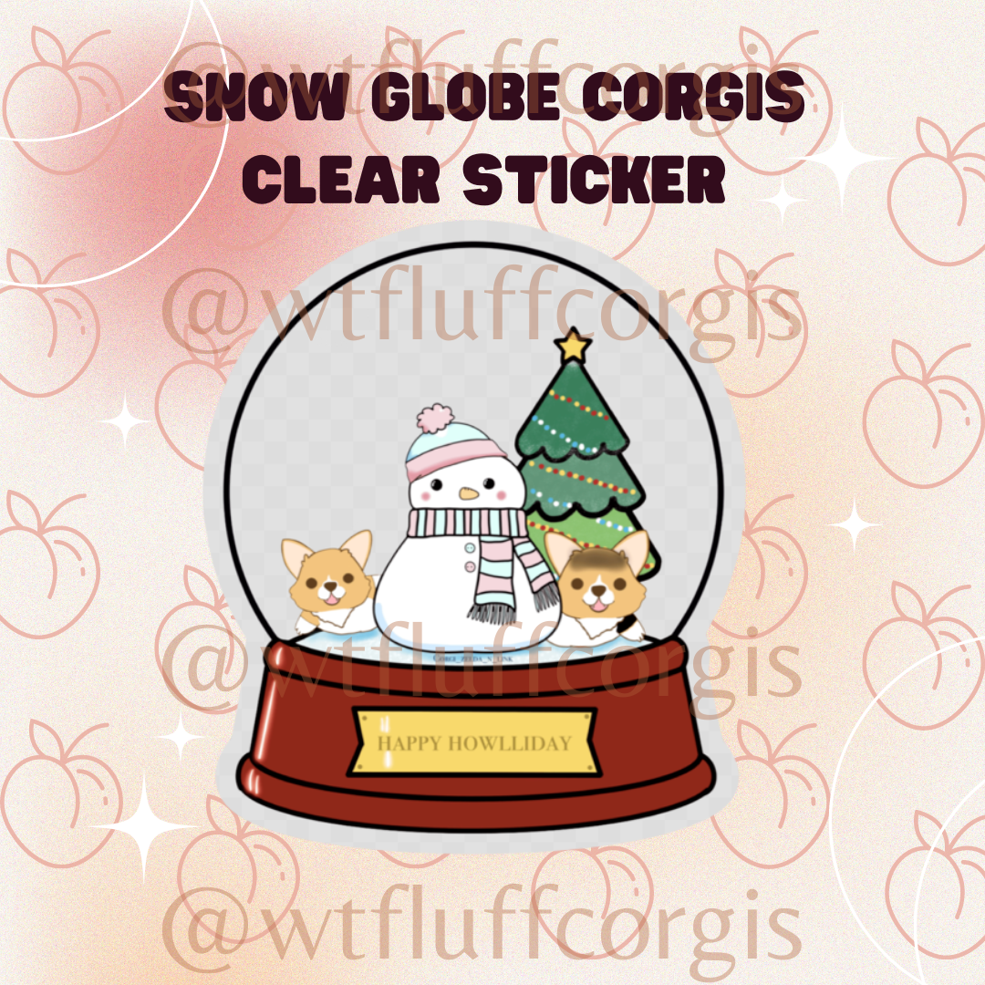 Snow Globe Clear Corgis Sticker